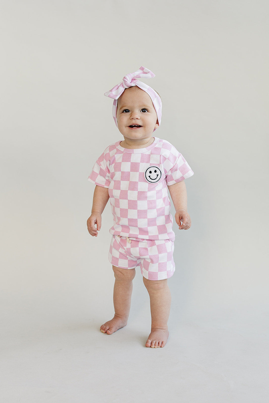 Checkered Shorts Set | Pink