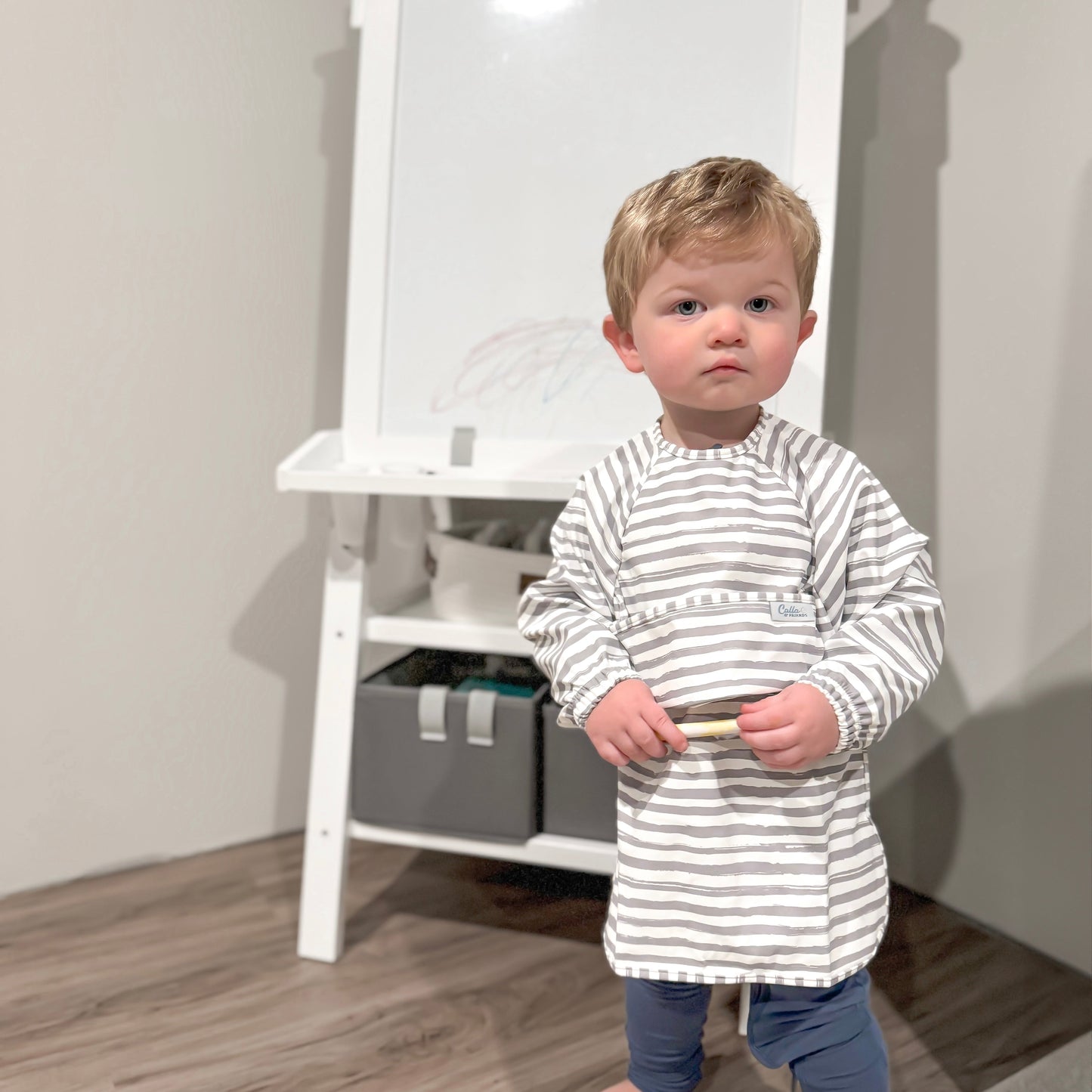 The Grayson Long Sleeve Bib - Brush Stripes