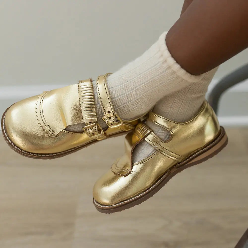 Kiltie T-Strap - Gold